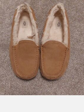 UGG Chestnut Suede Shearling Lined Moccasin Slippers